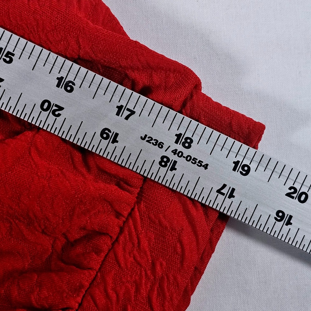 Crown & Ivy Red Jacquard Ruffle Neck Puff Sleeve Blouse Plus Size 3X NEW - Picture 8 of 11